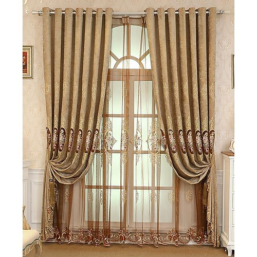 

Blackout Curtain Drapes Farmhouse Grommet/Eyelet Curtain Panels For Living Room Bedroom Door Kitchen Window Treatments Thermal Insulated Room Darkening