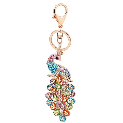 

cristal cor dourada 3d colorido pavão pingente pingente chaveiro chaveiro