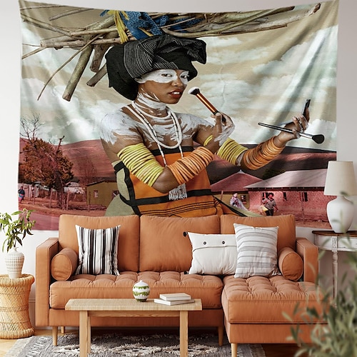 

mulher africana tapeçaria pendurada arte da parede grande tapeçaria mural decoração fotografia pano de fundo cobertor cortina casa quarto sala de estar decoração