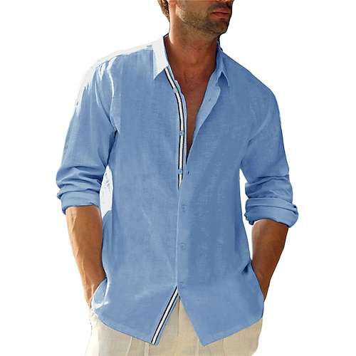 

Homme Chemise Chemisette Chemise d'été Chemise de plage Noir Blanche bleu marine manche longue Plein Revers Printemps été Casual du quotidien Vêtement Tenue