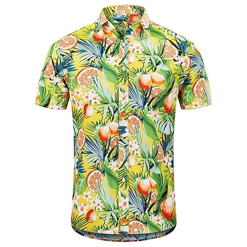 

Herren Hemd Hawaiihemd Sommerhemd Kokosnussbaum Grafik-Drucke Umlegekragen Schwarz Gelb Marineblau Blau Outdoor Strasse Kurze Ärmel Bedruckt Bekleidung Modisch Strassenmode Designer Brautkleider