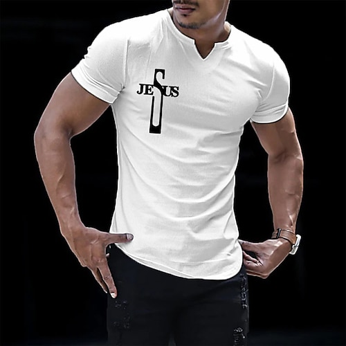 

Men's T shirt Tee Graphic Prints Cross Faith V Neck Clothing Apparel Hot Stamping Outdoor Daily Short Sleeve Print Fashion Designer Casual