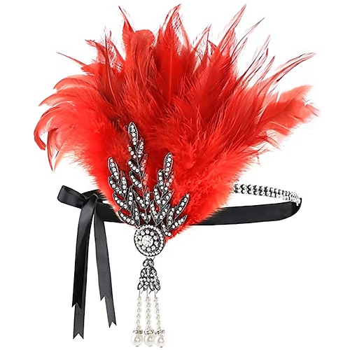 

1920s Flapper Gatsby Headband 20s Crystal Costume for Women feathers headpiece