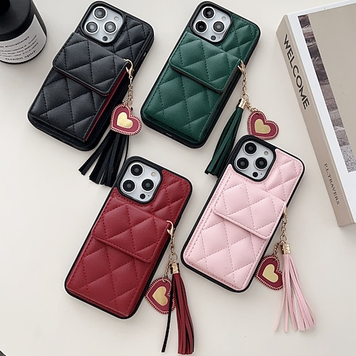 

Phone Case For Apple Back Cover iPhone 14 13 12 Pro Max Plus Bumper Frame With Card Holder Kickstand Solid Colored Geometric Pattern TPU PU Leather