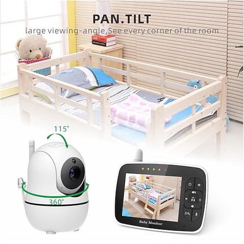 

Babyphone - 3,5-Bildschirm-Video-Babyphone mit Kamera und Audio - Fernbedienung Schwenk-Neige-Zoom Nachtsicht Vox-Modus Temperaturüberwachung Schlaflieder 2-Wege-Gespräch 960 Fuß Reichweite