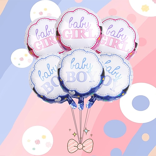 

6pcs Gender Reveal Aluminum Film Balloon Baby Gender Reveal Party Placement Balloon