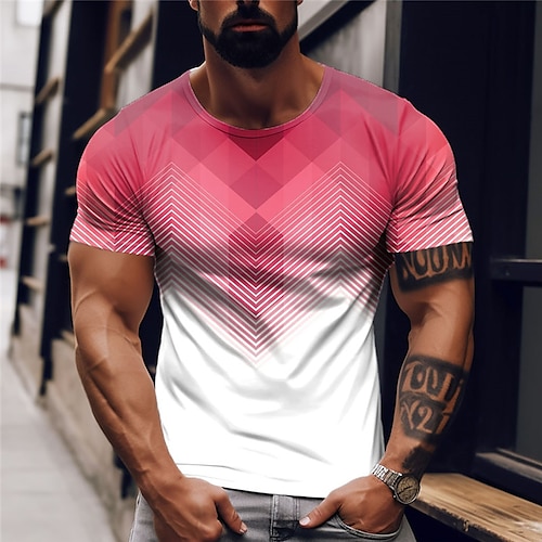 

Homens Camiseta Gráfico Bloco de cor Gola Redonda Roupa Impressão 3D Ao ar livre Diário Manga Curta Imprimir Moda Designer Vintage