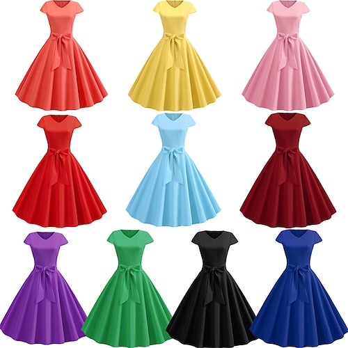 

Retro Vintage Anos 50 Vestido swing Vestido Flare Mulheres Ocasiões Especiais Vintage Cosplay Casual / Diário Vestido