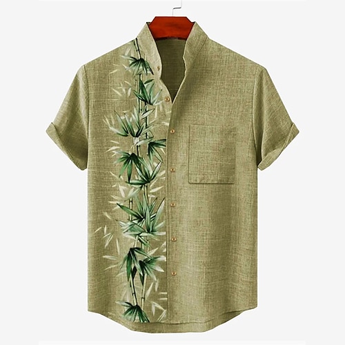 

Homme Chemise Chemise Lin Imprimés Photos Feuilles Mao Vert Claire Rouge Bleu Violet Vert Extérieur Plein Air Manche Courte Imprimer Vêtement Tenue Lin Mode Vêtement de rue Design Décontractées