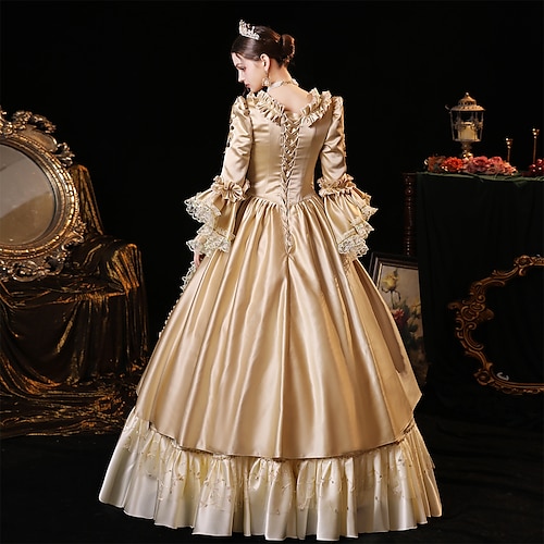  Dolce Lolita Gotico Rococò Vestito Costume da festa Abito da Ballo Principessa Shakespeare Gentildonna Tinta unica Abito da ballo Per donna Halloween Carnevale San Valentino Performance Matrimonio