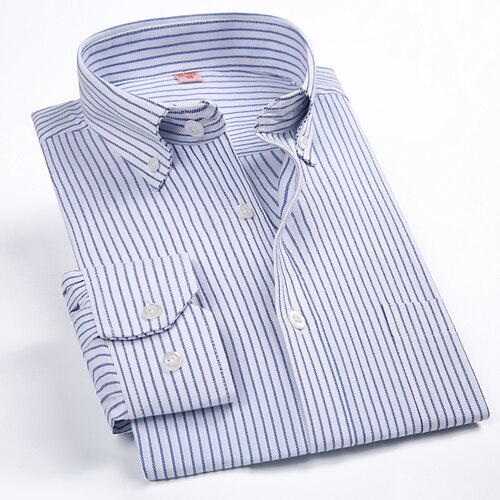 

Herren Oberhemd Oxford Hemd Hellblau Weiß Rosa Langarm Kariert / Gestreift / Chevron Hemdkragen Ganzjährig Hochzeit Freizeitskleidung Bekleidung Bedruckt