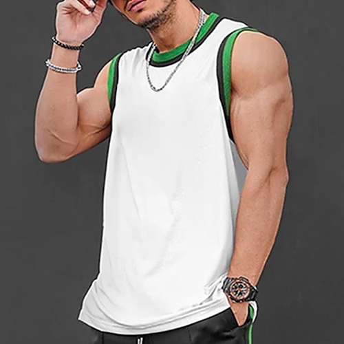 

Herren Tank Top Shirt Unterhemden Ärmelloses Hemd Glatt Rundhalsausschnitt Outdoor Ausgehen Ärmellos Bekleidung Modisch Designer Muskel