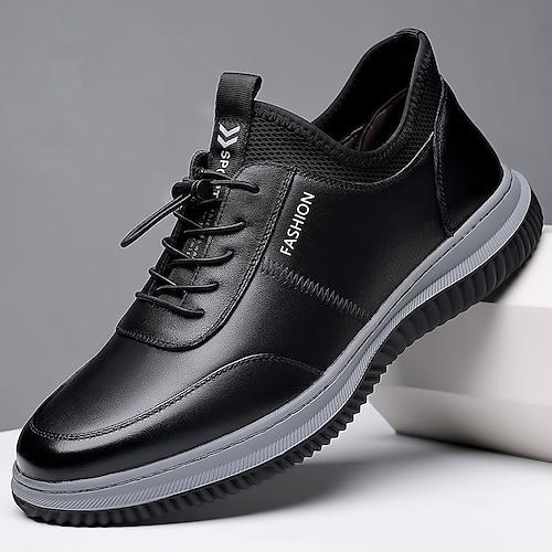 

Homens Tênis Look desportivo Sapatos Confortáveis Esportivo Casual Ao ar livre Diário Caminhada Couro Ecológico Respirável Preto Slogan Primavera