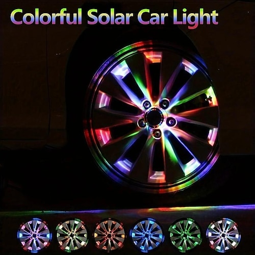 

4 Stück/2 Stück/1 Stück 10 W RGB-Farbe, Solar-Smart-Reifenlicht, Automobil-Auto-Rad-Lichter, Düse, Ventilkappen, fluoreszierende Autonabe, leuchtende LED-Reifen-Ventilkappen-Lichter