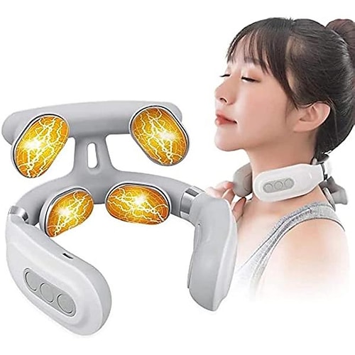 

massageador de pescoço recarregável para dor de garganta, massageador de pescoço portátil inteligente com função de calor, massageador de relaxamento de pescoço de carregamento usb, massagem em casa,