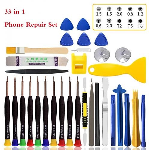 

Kit de herramientas de reparación de teléfonos móviles 33 en 1, abridor profesional, juego de destornilladores spudger para iphone, samsung, destornillador, teléfono móvil