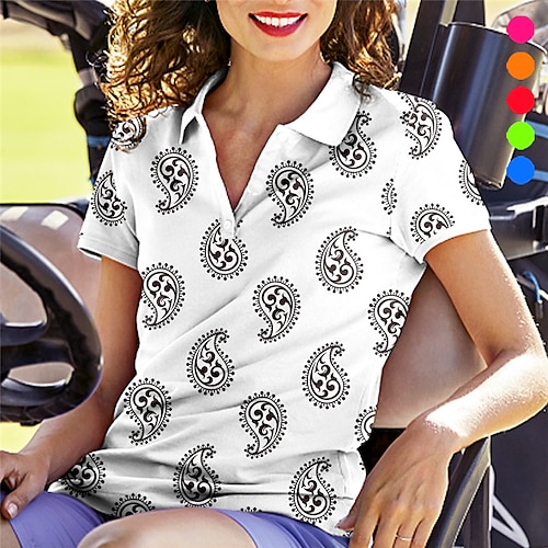 

Mulheres Camisa polo de caminhada vestuário de golfe roupas de golfe Respirável Secagem Rápida Leve Manga Curta Camiseta Blusas Estampado Verão Tênis Golfe Pickleball