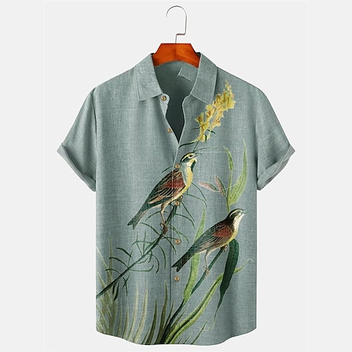 

Herren Hemd leinenhemd Hawaiihemd Sommerhemd Blumen Vogel Grafik-Drucke Umlegekragen Blau Grün Outdoor Strasse Kurze Ärmel Bedruckt Bekleidung Leinen Sport Modisch Strassenmode Designer