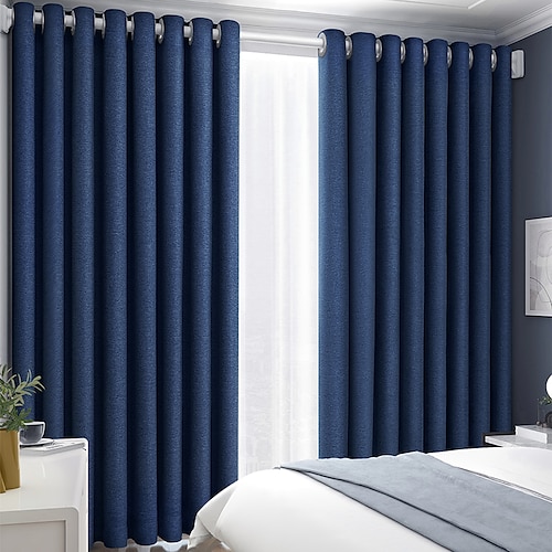 

Blackout Curtain Drapes Farmhouse Grommet/Eyelet Curtain Panels For Living Room Bedroom Door Kitchen Window Treatments Thermal Insulated Room Darkening