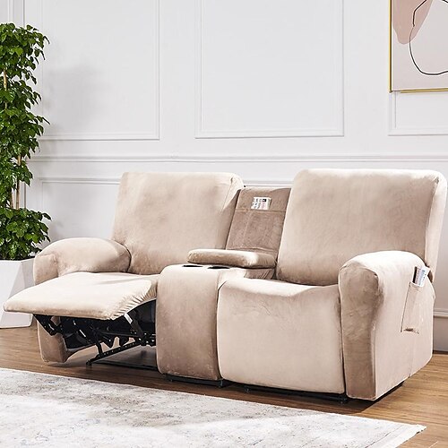 

capa reclinável para sofá de 2 lugares capa reclinável capa reclinável sofá toalha com console central, protetor de móveis anti-riscos de gato para crianças, animais de estimação, cães