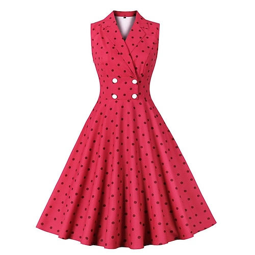 

Audrey Hepburn Polka-Dot Retro Vintage 1950s Swing-Kleid Flare-Kleid Damen Kostüm Jahrgang Cosplay Casual Kleid