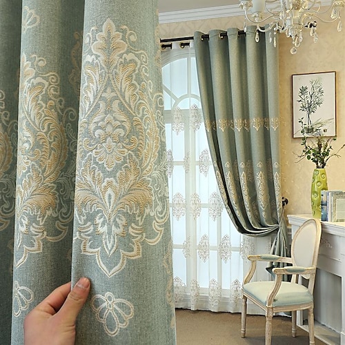 

Blackout Curtain Drapes Farmhouse Grommet/Eyelet Curtain Panels For Living Room Bedroom Door Kitchen Window Treatments Thermal Insulated Room Darkening