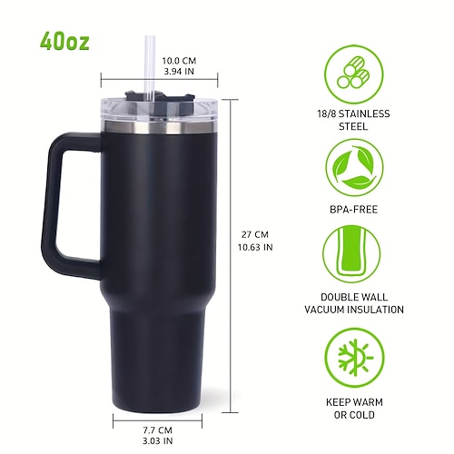 Simple Modern 40oz Tumbler Straw Lid Handle Insulated Stainless Trek Almond