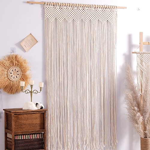 

boho macramé rideaux porte coulissante rideau tissé bohème tapisserie décor, rideau extérieur intimité, décoration de mariage patio, séparateur de pièce pour pergola, belvédère, balcon, porche