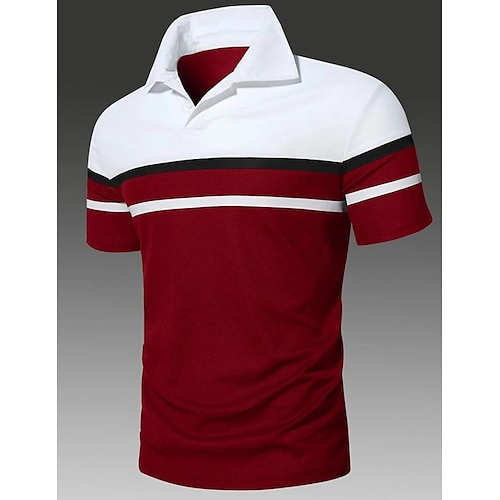 

Herren Poloshirt Golfhemd Casual Festtage Kargen Kurzarm Modisch Basic Farbblock Klassisch Sommer Regular Fit Feuer rot Schwarz Rosa Poloshirt