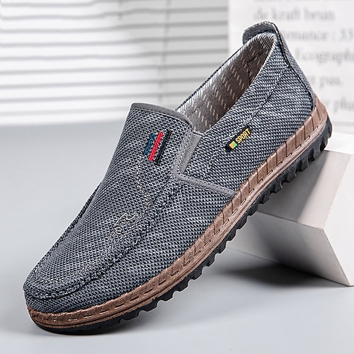 

Men's Loafers & Slip-Ons Comfort Shoes Slip-on Sneakers Cloth Loafers Casual Outdoor Daily Walking Shoes Canvas Breathable Black Brown Grey Summer Spring