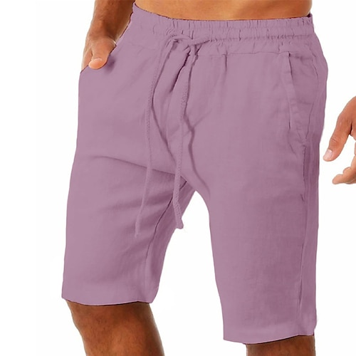 

Per uomo Pantaloncini di lino Pantaloncini estivi Pantaloncini da spiaggia A cordoncino Vita elastica Tasca frontale Tinta unita Traspirante Lunghezza del ginocchio Ufficio Giornaliero Per eventi