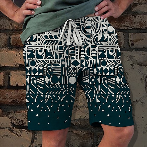 

Homme Short Short d'été Short de plage Cordon Taille elastique Impression 3D Graphic Géométrie Respirable Doux Court Casual du quotidien Vacances Vêtement de rue Hawaïen Blanche Kaki Micro-élastique