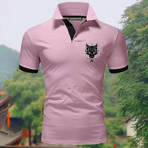 

Homme Polo sport POLO Casual Vacances Revers Manche Courte Mode basique Plein Bouton Eté Standard Vert pomme Vin Jaune et Bleu marine Blanche Rose Claire Marine foncé Polo sport