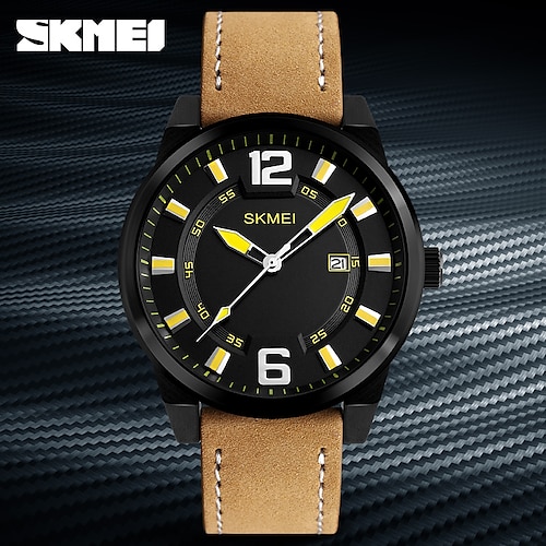 

SKMEI Masculino Relógios de Quartzo minimalista Relógio Casual Relógio de Pulso Analógico Calendário IMPERMEÁVEL Couro Assista