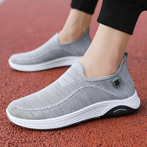 

Homens Tênis Sapatos Flyknit Ao ar livre Diário Corrida Caminhada Tecelagem voadora Respirável Preto Cinzento Verão Primavera