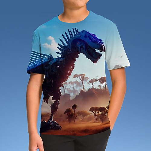 

Jungen T-Shirt Kurzarm T-Shirt Graphic Tier Dinosaurier 3D-Druck Aktiv Sport Modisch Polyester Outdoor Casual Täglich kinderkleidung Rundhalsausschnitt 3-12 Jahre 3D-gedruckte Grafik Regular Fit Hemd