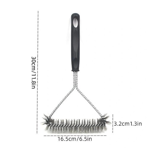 Grill Cleaner Long Handle Y-shaped Curly Brush For Outdoor Grills