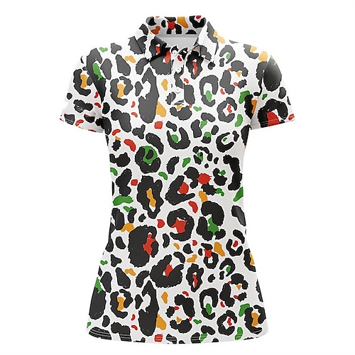 

Mulheres Camisa polo de caminhada Camisa de golfe roupas de golfe Respirável Secagem Rápida Macio Manga Curta Blusas Normal Leopardo Verão Primavera Tênis Golfe Badminton
