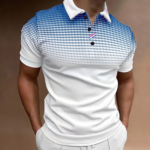 

Муж. Спортивное поло Рубашка для гольфа Повседневные Праздники Лацкан С короткими рукавами Мода Классический Градиент кнопка Лето Стандартный Винный Черный Белый Темно синий Оранжевый Серый