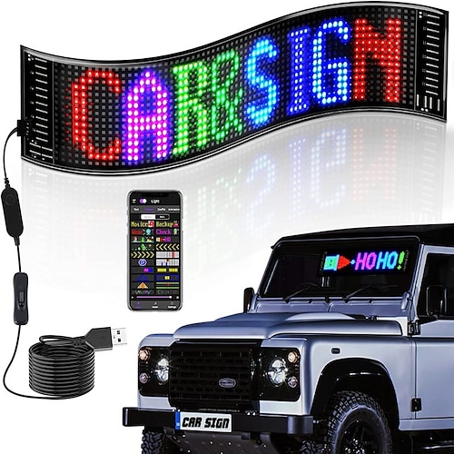 

Painel de pixel de matriz de led 5v rgb rolando led brilhante sinalização de publicidade usb sinalização de carro led flexível com controle de aplicativo de dente azul