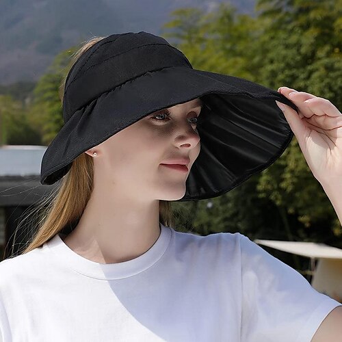 

Été vinyle haut vide crème solaire chapeau femme été grand avant-toit crème solaire chapeau de soleil pliable pêcheur chapeau printemps et été