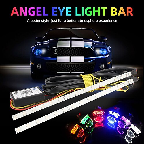 

2PCs Car Motorcycle Rgb Angel Eyes 23cm Ring Led Fog Light Daytime Running Light DRL Headlight Bulb Lamp APP Warning Lamp Super Bright