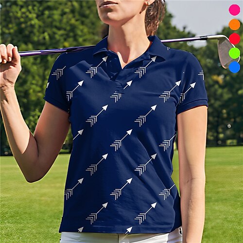 

Femme T-shirt POLO vêtements de golf Respirable Séchage rapide Poids Léger Manche Courte T-shirt Top Imprimé Eté Tennis Le golf Pickleball