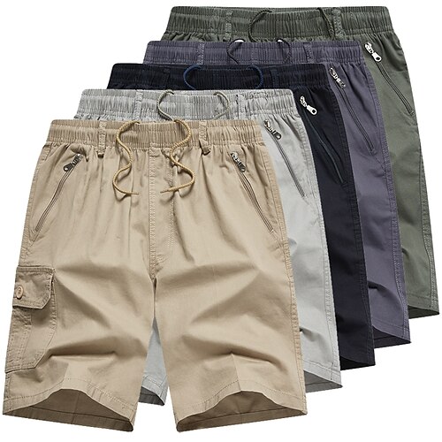 

Homens Pijamas Calça pára-quedas Bolso Com Zíper Cor Sólida Respirável Exterior Comprimento do joelho Casual Diário 100% Algodão Simples Casual Exército verde Preto Sem Elasticidade