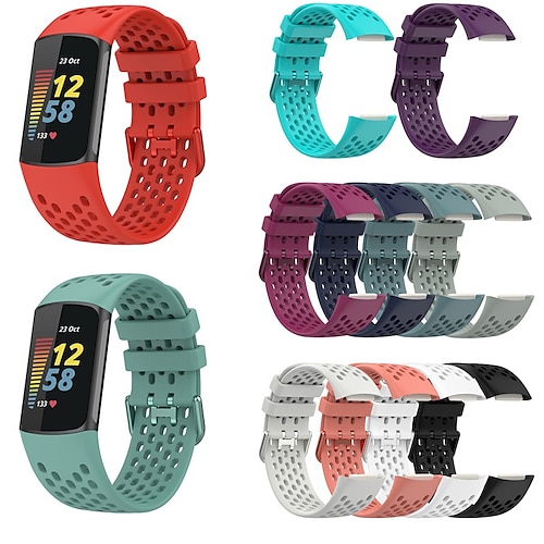 

Pulseira de Smartwatch Compatível com Fitbit Charge 5 Silicone Relógio inteligente Alça Impermeável Ajustável Mulheres Homens Pulseira Esportiva Substituição Pulseira