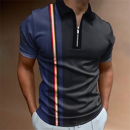 

Homens Camiseta Polo Camisa de golfe Casual Feriado Lapela Quarter Zip Manga Curta Moda Básico Bloco de cor Quarter Zip Verão Normal Preto Branco Azul Verde Bege Cinzento Camiseta Polo