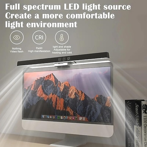 

Luz de computadora de 1 pieza: tira de luz LED con 3 modos de temperatura de color, atenuación de rotación libre para la pantalla de la computadora portátil - protección para los ojos amperio;