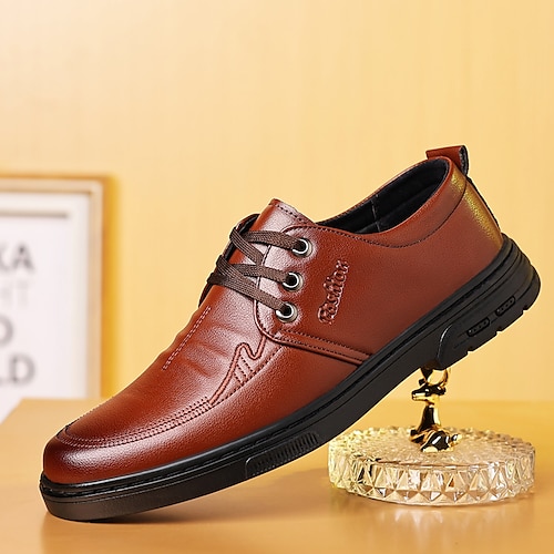 

Men's Oxfords Height Increasing Shoes Business Casual Daily Office Career Walking Shoes Rubber PU Waterproof Height Increasing Black Brown Spring Fall