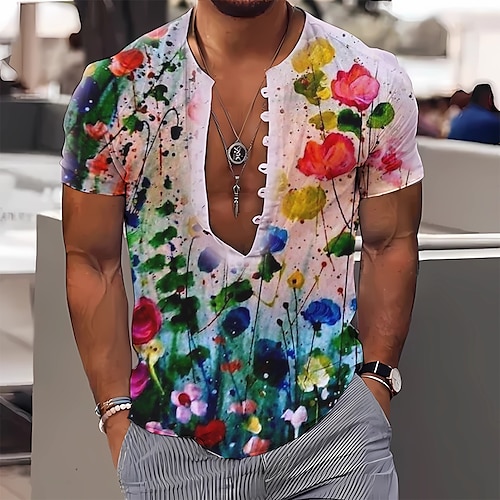 

Herren Hemd Blumen Grafik-Drucke Ständer Gelb Rote Blau Purpur Grün Outdoor Strasse Kurzarm Bedruckt Bekleidung Modisch Designer Brautkleider schlicht Komfortabel
