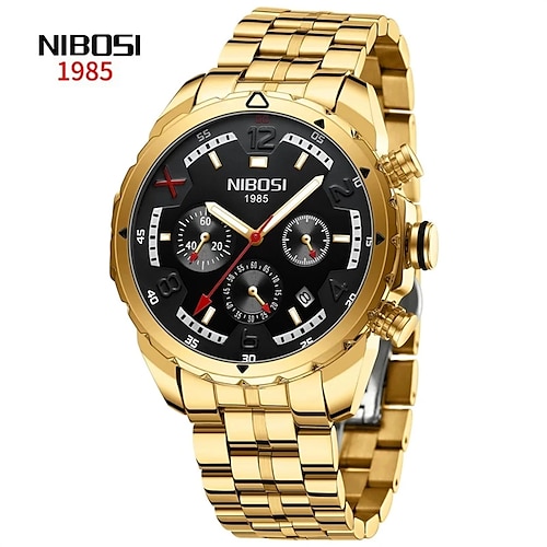 

NIBOSI Herren Quarz uhr Luxus Großes Ziffernblatt Modisch Lässige Uhr leuchtend Stopuhr Kalender Chronograph Edelstahlband Beobachten